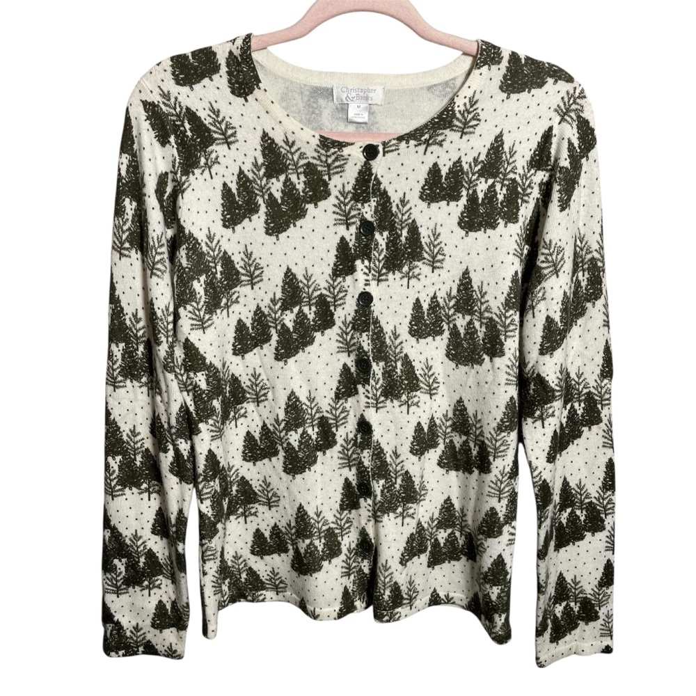 Christopher & Banks Tree Pattern Cardigan Sweater